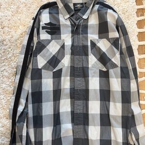 Harley-Davidson Black and Gray Checkered Shirt